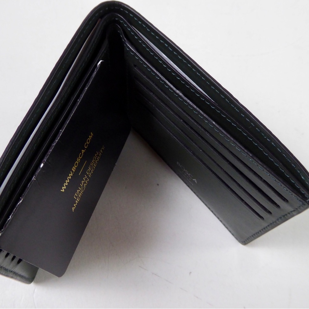 Bosca Pebbled Leather Billfold Wallet NWT Italian - Green - Picture 3 of 7